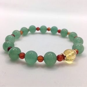 Green aventurine carnelian citrine stretch bead bracelet